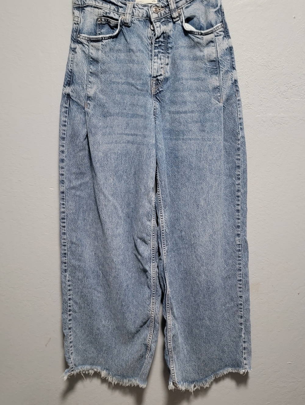 Free People Light Wash High-Rise Wide Leg Jeans